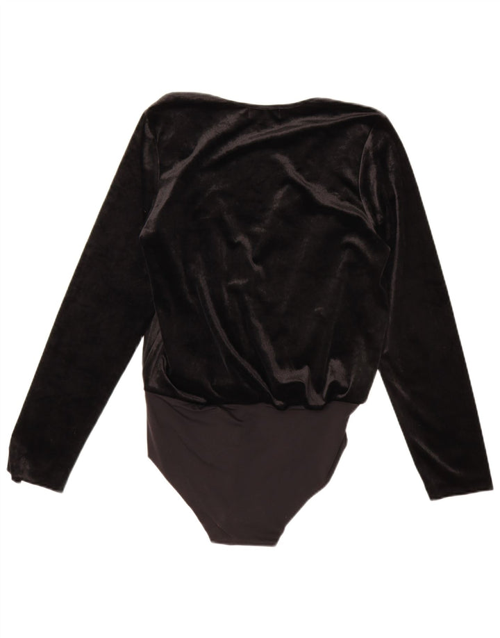 Zara Damen Velours-Body UK 14 Medium Schwarz Polyamid