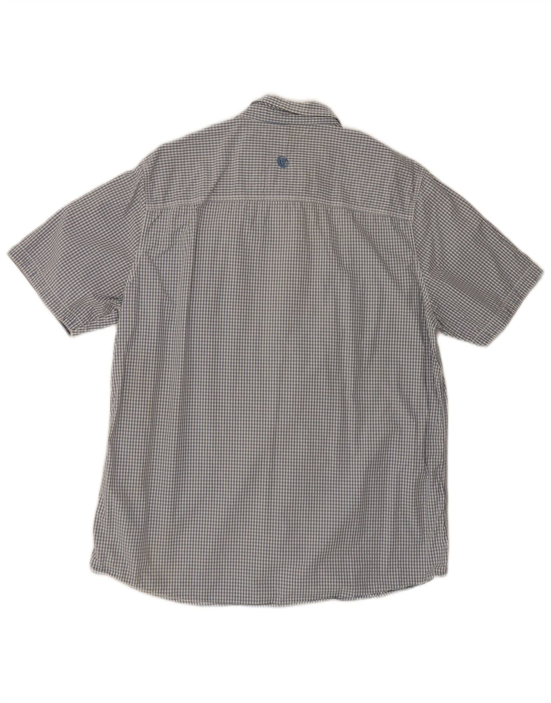 Fat Face Herren-Kurzarmhemd, groß, blau, Gingham-Baumwolle