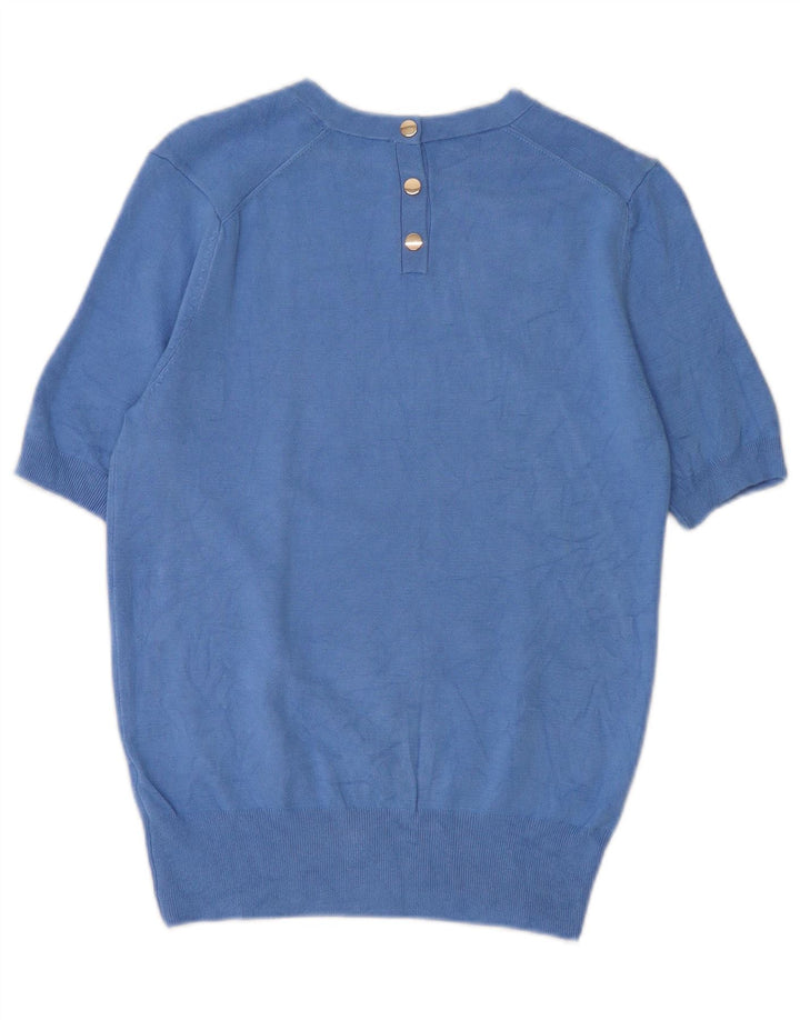 ZARA Damen Pullover mit kurzen Ärmeln und Rundhalsausschnitt, Gr. 14, Blau