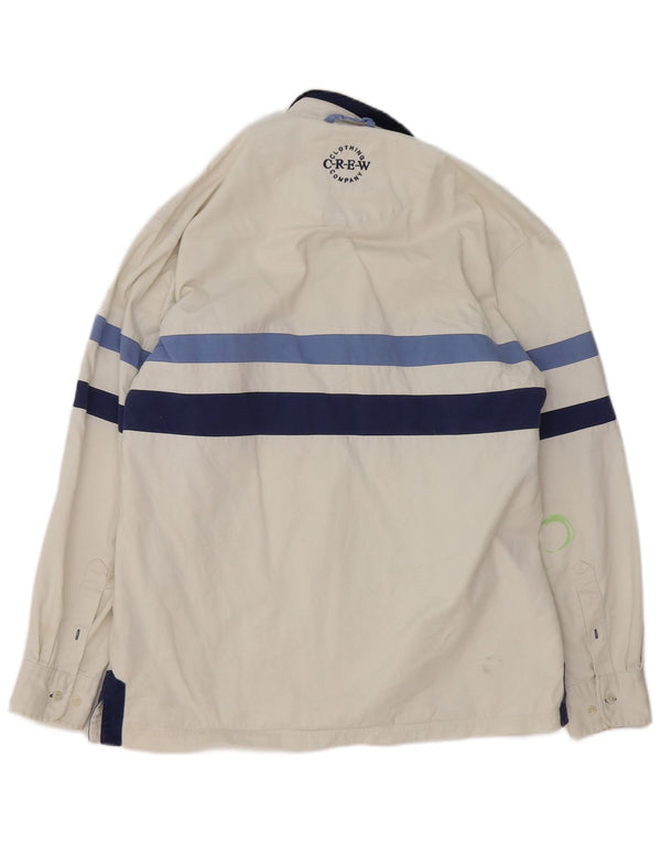 Crew Clothing Herren-Pulloverhemd aus mittelweißer, gestreifter Baumwolle