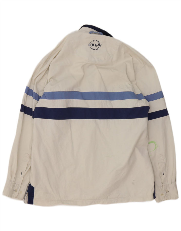 Crew Clothing Herren-Pulloverhemd aus mittelweißer, gestreifter Baumwolle