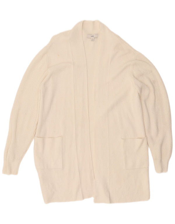 Marks & Spencer Damen Longline Open Cardigan Pullover UK 16 Large Off White