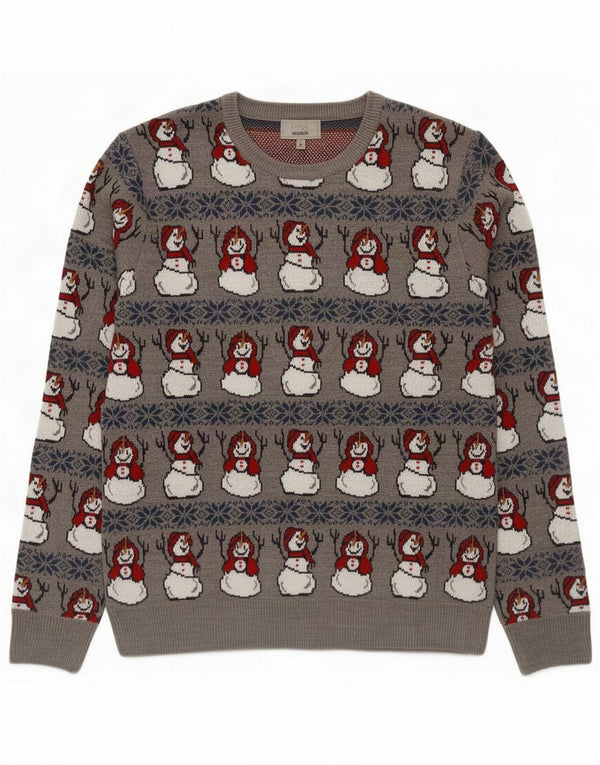 Marks & Spencer Mens Crew Neck Jumper Sweater Large Grey Christmas