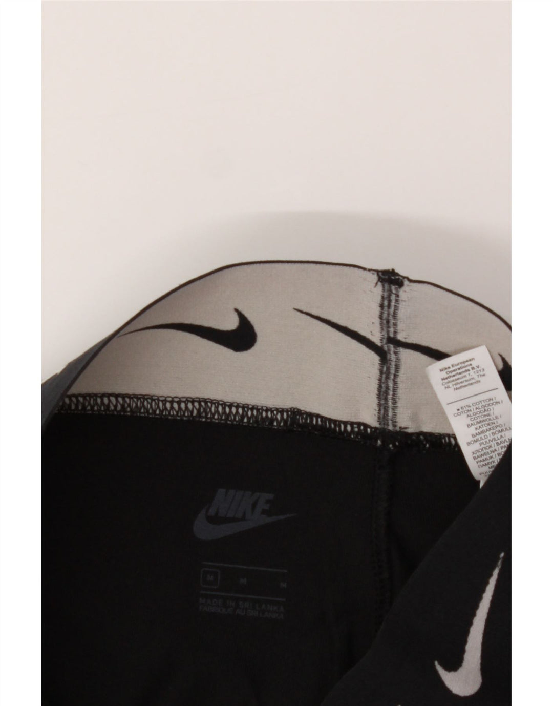 NIKE Womens Graphic Leggings UK 14 Medium Black Cotton Vintage Nike and Second-Hand Nike from Messina Hembry 