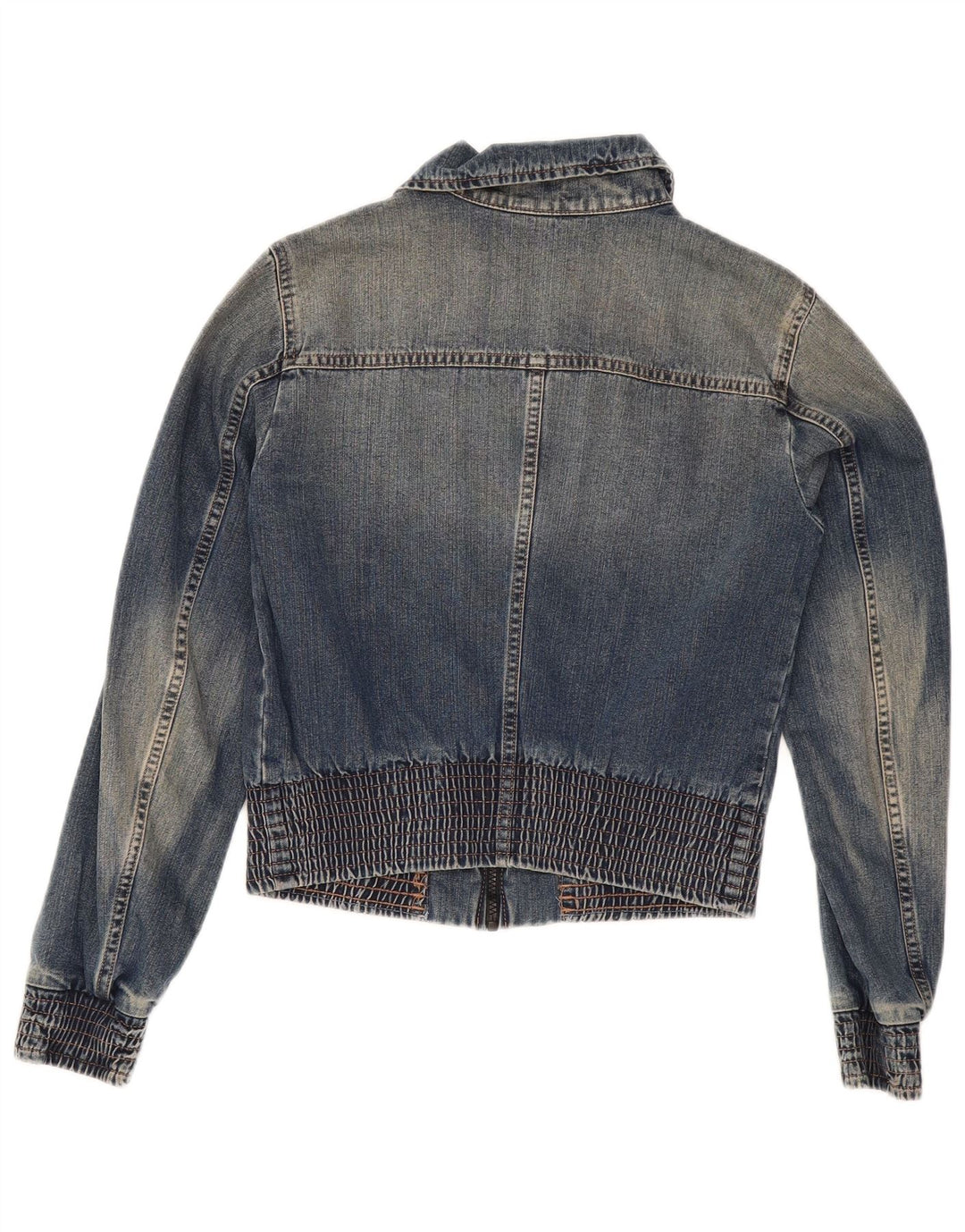 Sisley Damen Crop Jeansjacke UK 10 Small Blaue Baumwolle