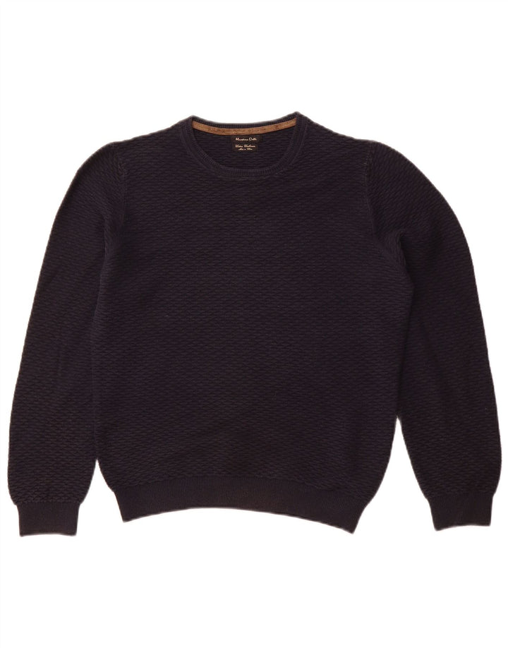 MASSIMO DUTTI Damen-Pullover mit U-Boot-Ausschnitt, Gr. 10, Größe S, Marineblau, Baumwolle