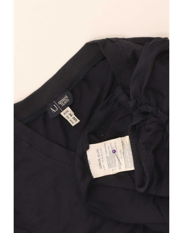 Armani Womens Graphic Bluse Top EU 34 2XS Marineblaue Baumwolle