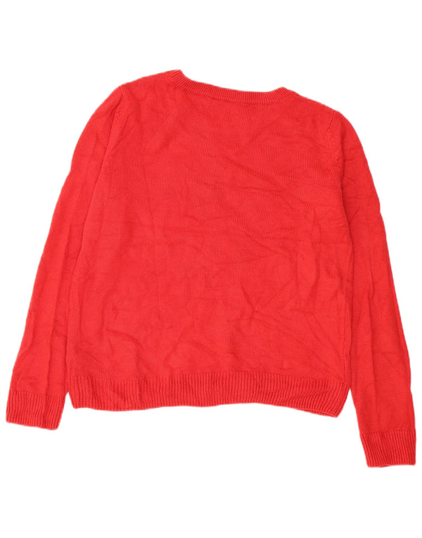 Marks & Spencer Damen-Pullover mit grafischem Rundhalsausschnitt, Gr. 14, mittelrot