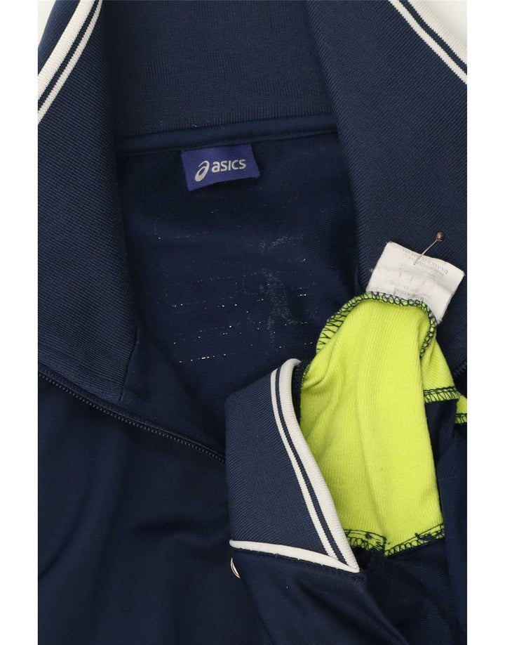 Asics Herren-Trainingsanzug-Top-Jacke, Mittelgroßes marineblaues Farbblock-Polyester