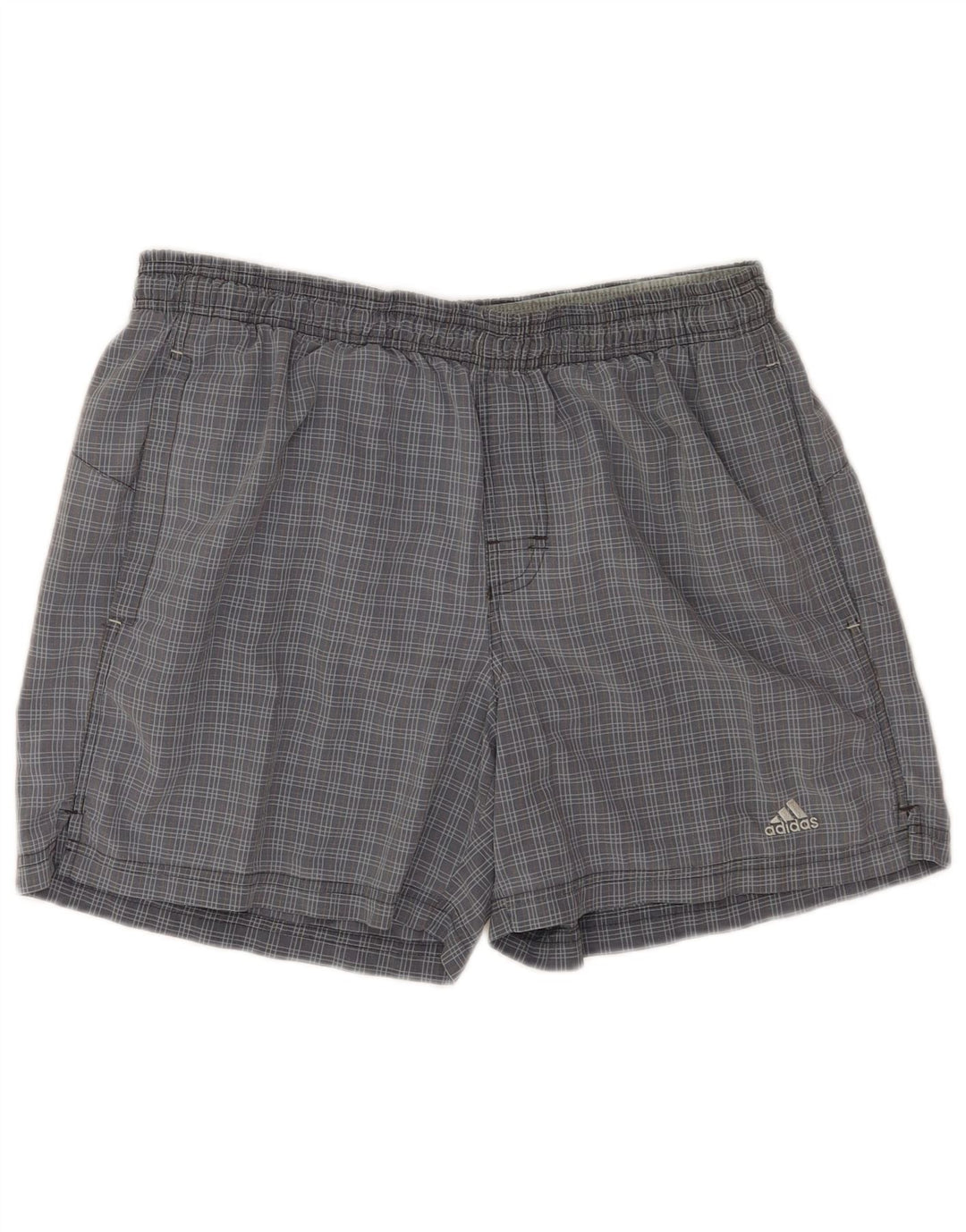 Adidas Herren-Badeshorts, groß, grau kariertes Nylon