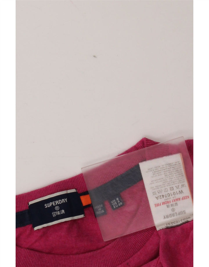 Superdry Damen Übergroßes T-Shirt-Oberteil UK 8 Small Rosa Baumwolle