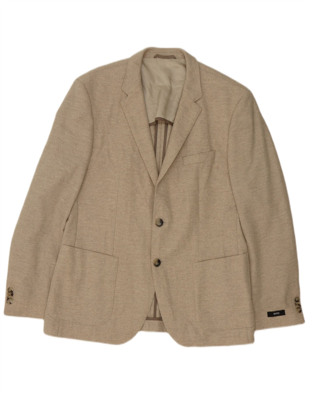 Hugo Boss Herren-Blazer mit 2 Knöpfen, EU 52, XL, beige Schurwolle