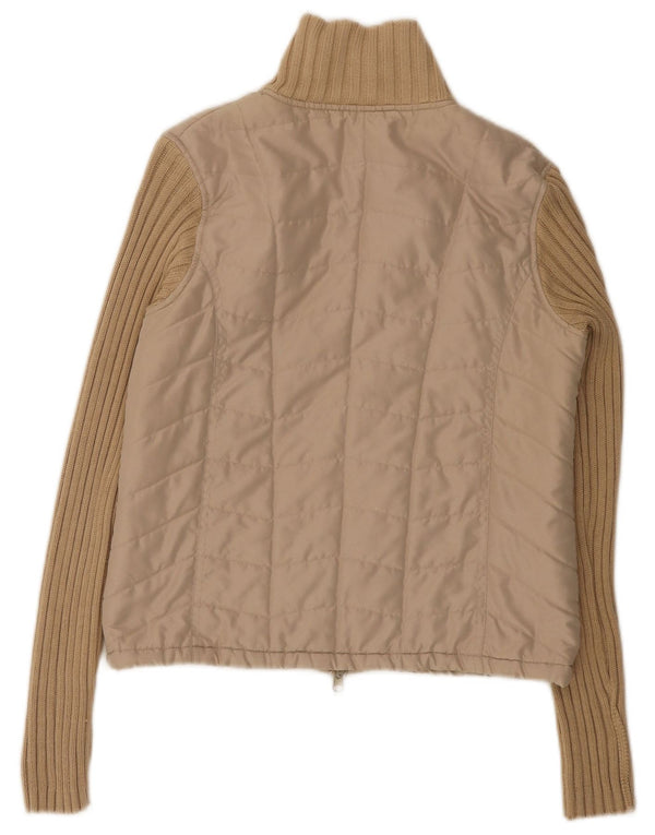 Vintage Damen Bomberjacke EU 36 Small Beige Polyester