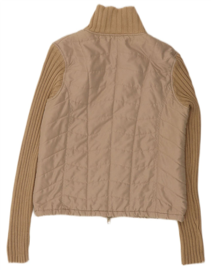 Vintage Damen Bomberjacke EU 36 Small Beige Polyester