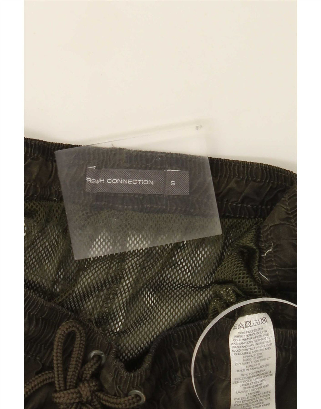 French Connection Herren-Badeshorts, klein, grünes Camouflage-Polyester