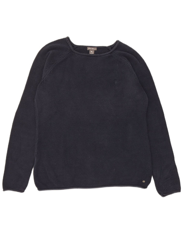 Eddie Bauer Damen-Pullover mit U-Boot-Ausschnitt, UK 14, mittelmarineblaue Baumwolle