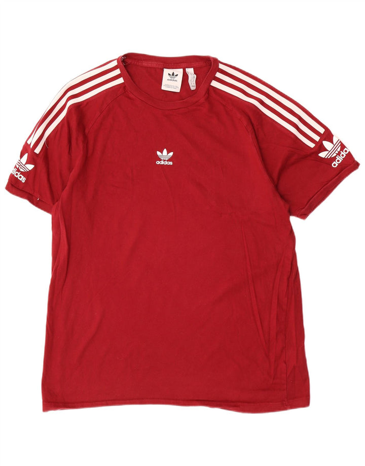 Adidas Herren Grafik-T-Shirt-Oberteil aus mittlerer burgunderroter Baumwolle