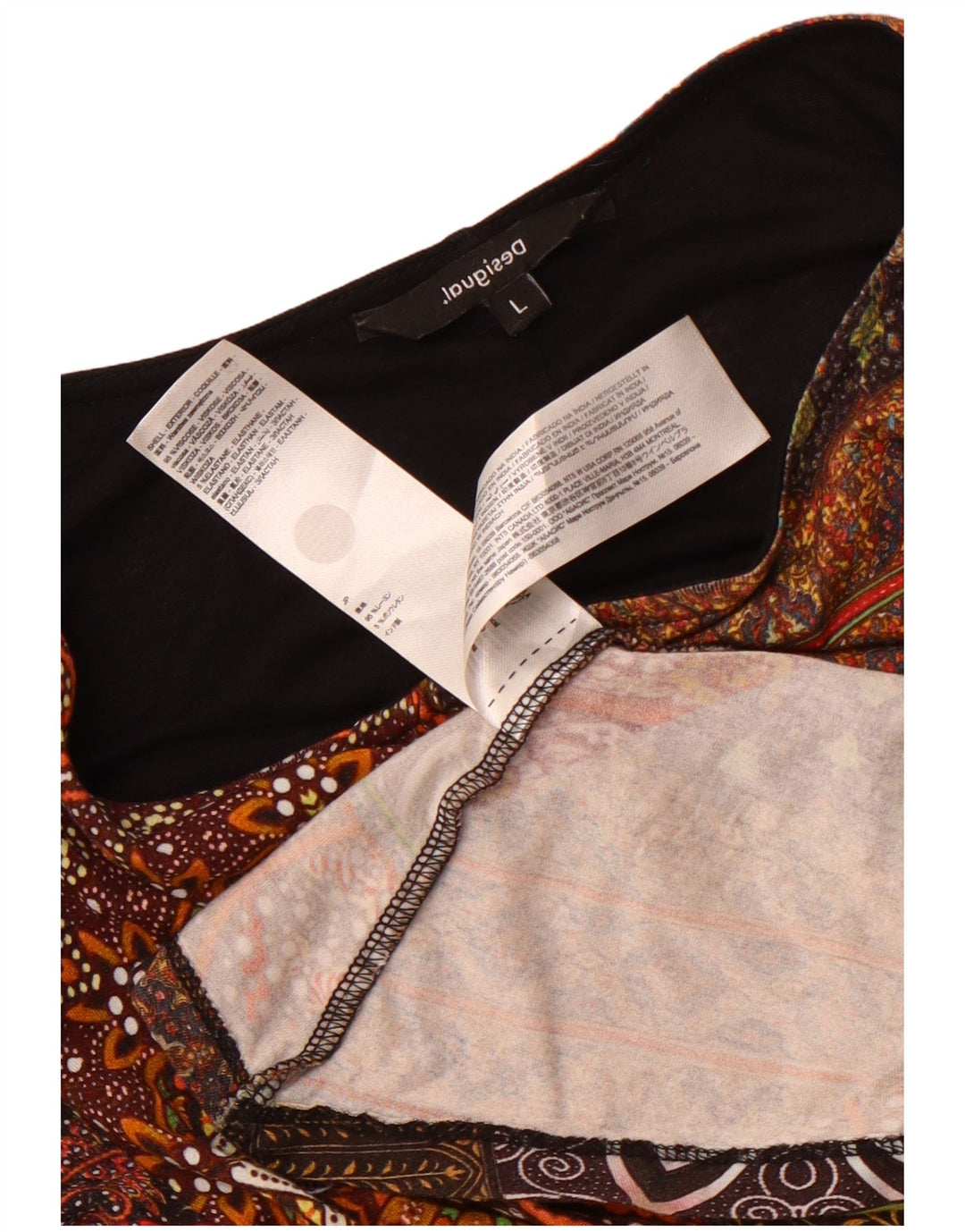 Desigual Damen Maxikleid mit 3/4-Ärmeln, UK 14, Größe L, mehrfarbig, Viskose