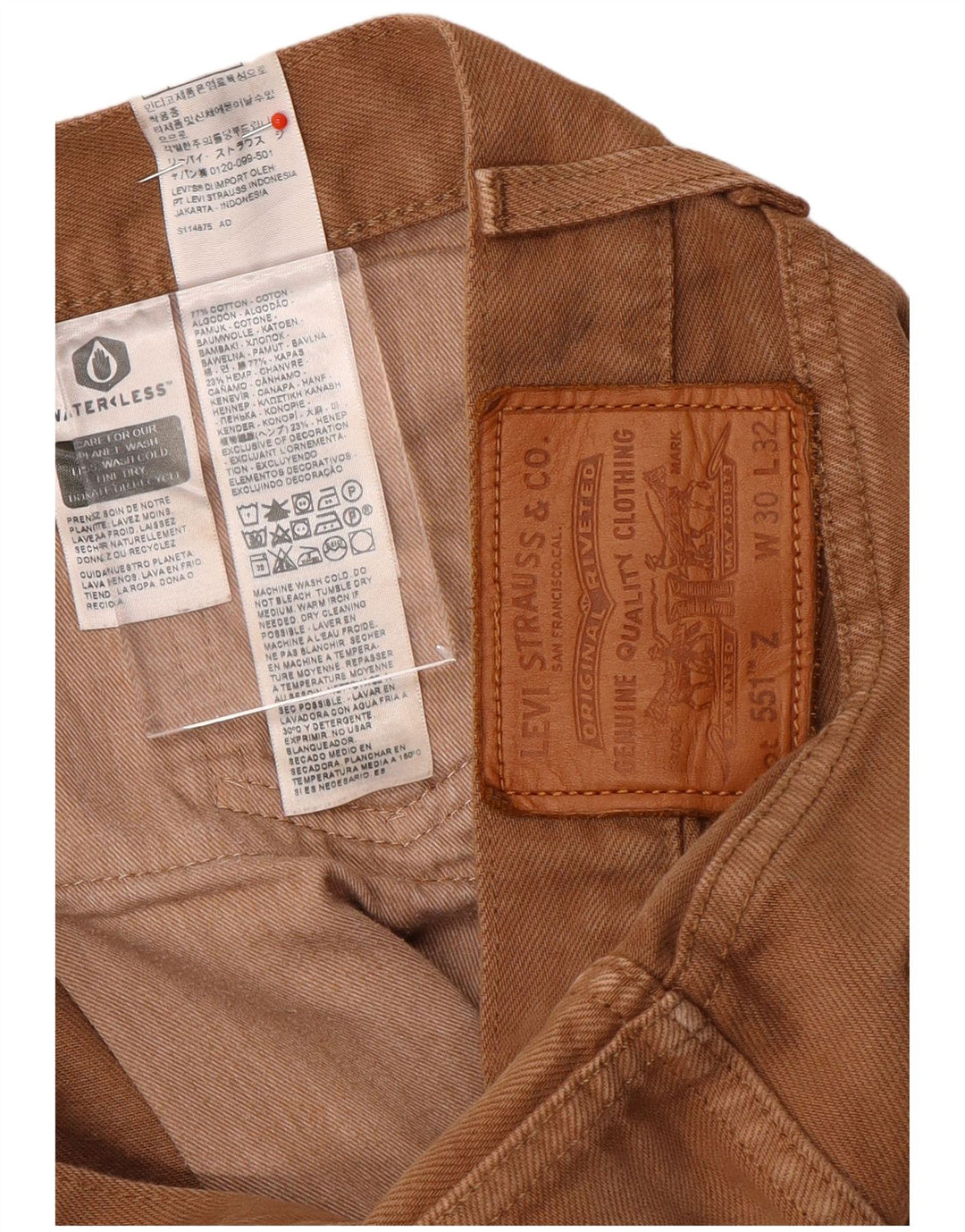 Levi's Herren 551 Straight Jeans W30 L32 Braune Baumwolle