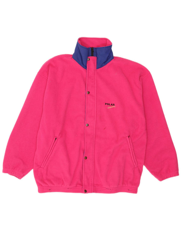 Vintage Damen Loose Fit Fleecejacke UK 14 Groß Rosa Polyester Sport