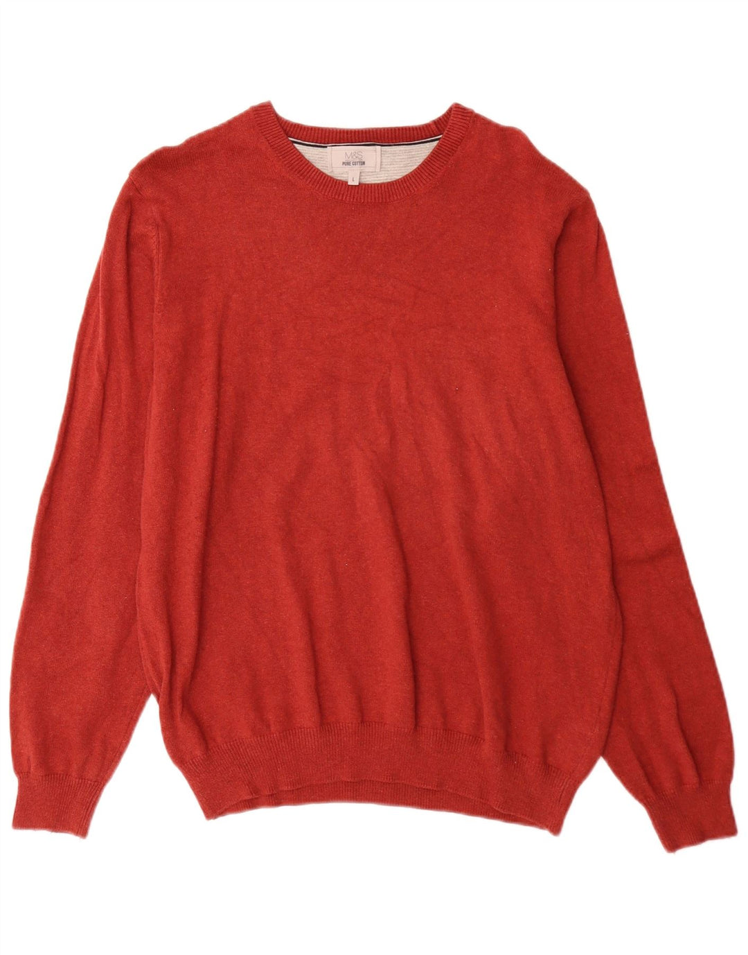 Marks & Spencer Herren-Pullover mit U-Boot-Ausschnitt, groß, aus roter Baumwolle
