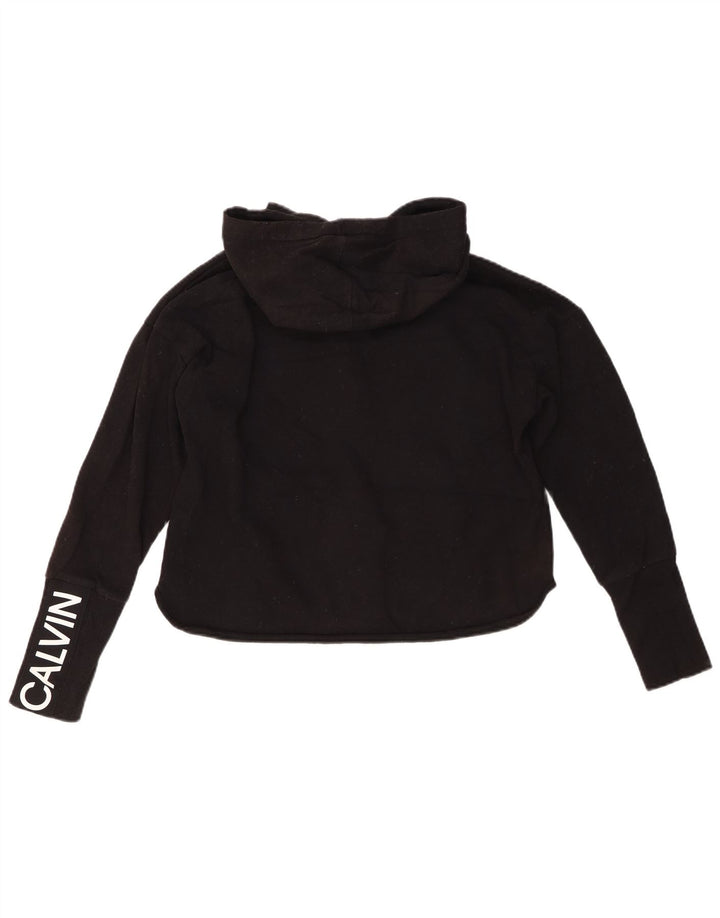 CALVIN KLEIN Damen-Pullover mit übergroßem grafischem Reißverschluss und Kapuze, Gr. 10, Größe S, Schwarz