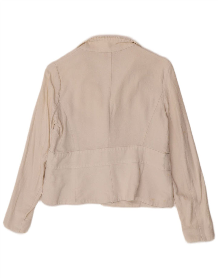 Valentino Womens Crop 1 Button Blazer Jacke IT 44 Mittelweiße Baumwolle