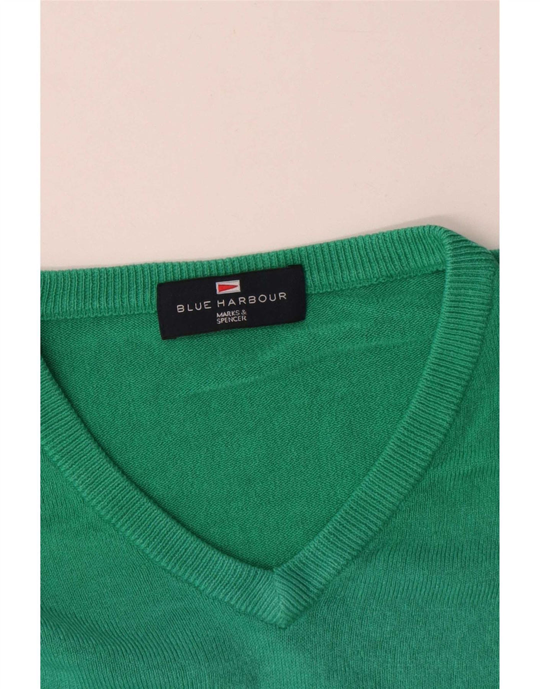 Marks & Spencer Herren Blue Harbor V-Ausschnitt Pullover Pullover Large Grün