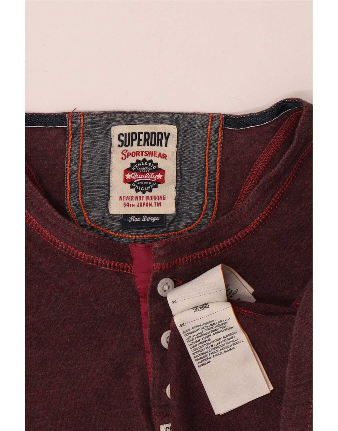 Superdry Herren Slim-Fit-Oberteil aus langärmliger, kastanienbrauner Baumwolle