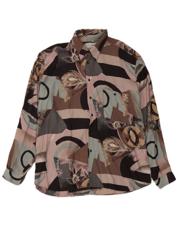 Nazzareno G. Mens Abstract Pattern Shirt XL Multicoloured Viscose