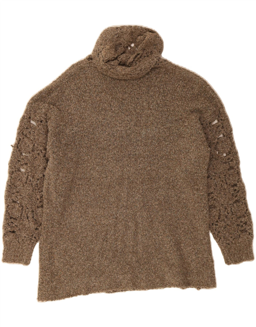 VINTAGE Womens Oversized Turtle Neck Jumper Sweater UK 14 Medium Brown Vintage Vintage and Second-Hand Vintage from Messina Hembry 