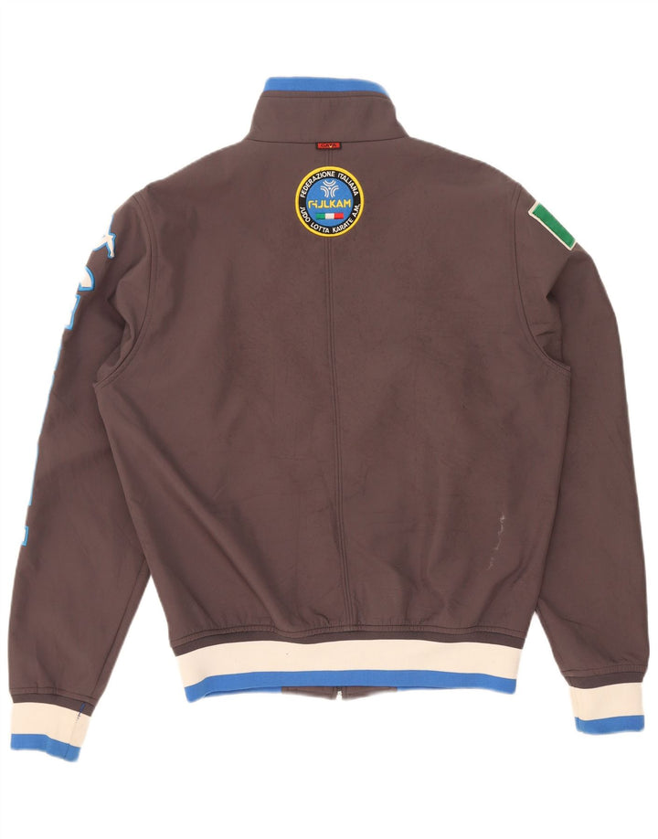 Kappa Herren Italia Graphic Trainingsanzug Top Jacke Mittelbraun Farbblock