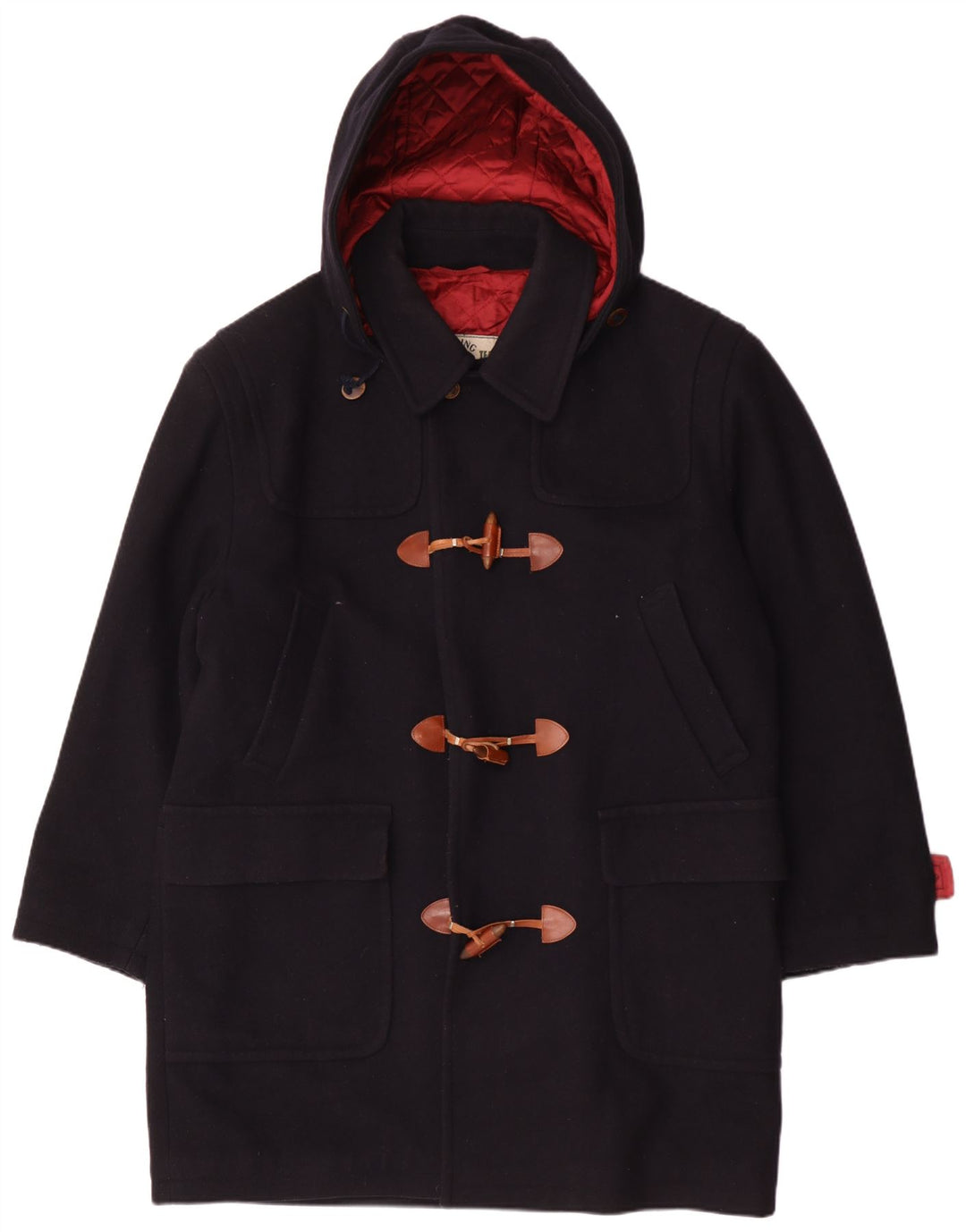 Vintage Herren Dufflecoat mit Kapuze IT 52 XL Marineblaue Wolle