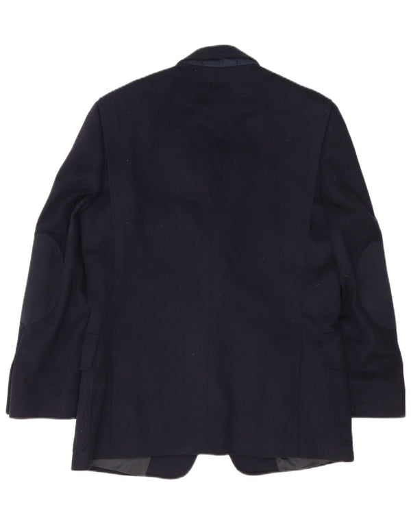 Vintage Herren 2-Knopf-Blazerjacke IT 48 Mittelmarineblaue Schurwolle