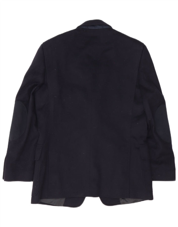 Vintage Herren 2-Knopf-Blazerjacke IT 48 Mittelmarineblaue Schurwolle