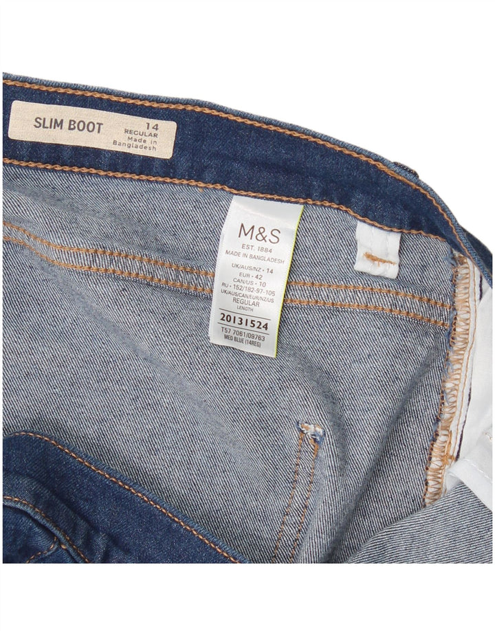 Marks & Spencer Damen Regular Slim Bootcut Jeans UK 14 Large W34 L30 Blau