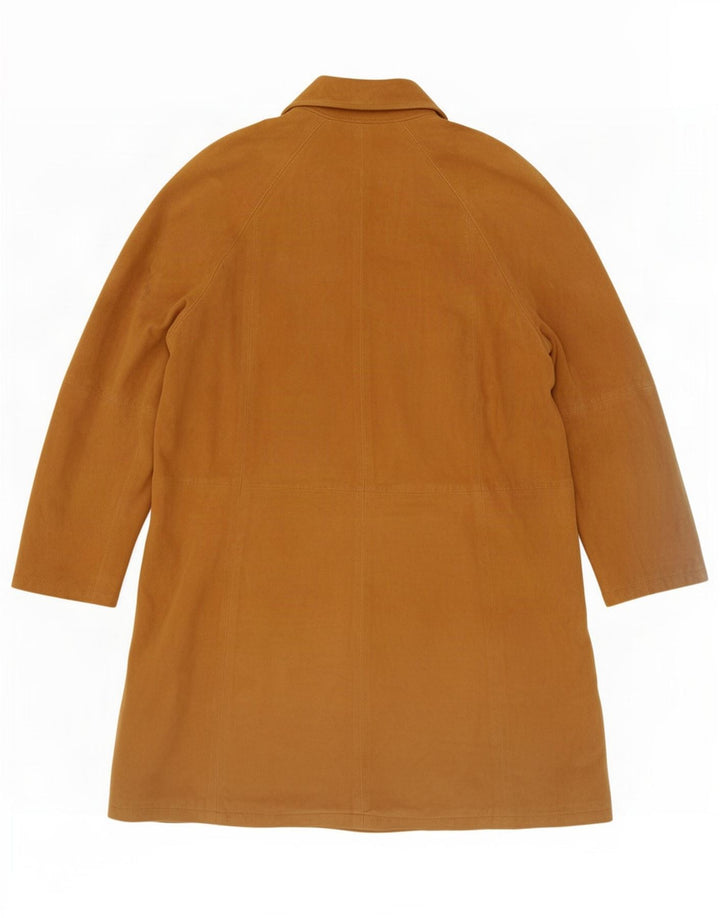 Vintage Damen Übergroßer Wildledermantel IT 42 Mittelbeiges Leder