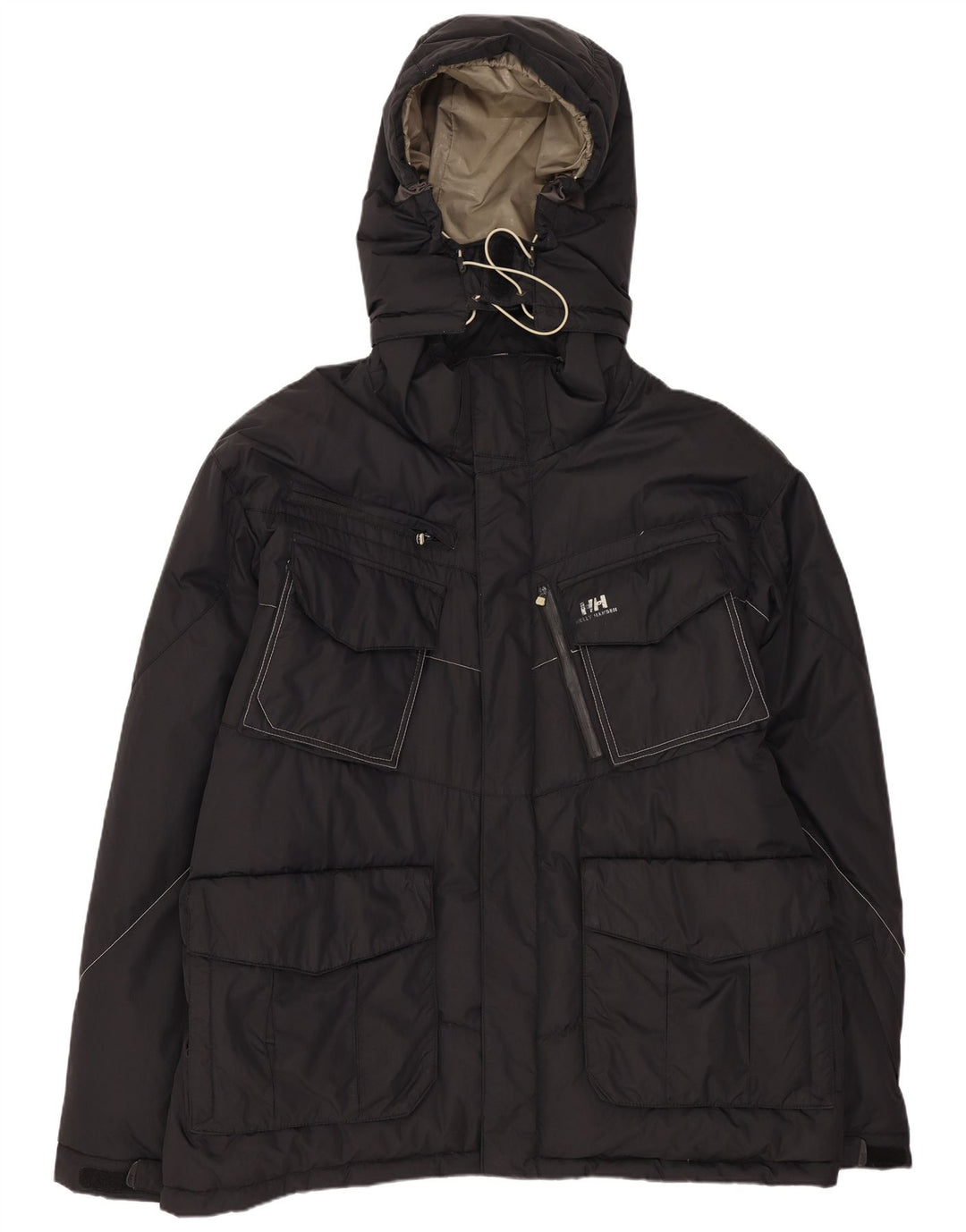 Helly Hansen Herren-Jacke mit Kapuze, gepolstert, UK 42, XL, schwarzes Nylon