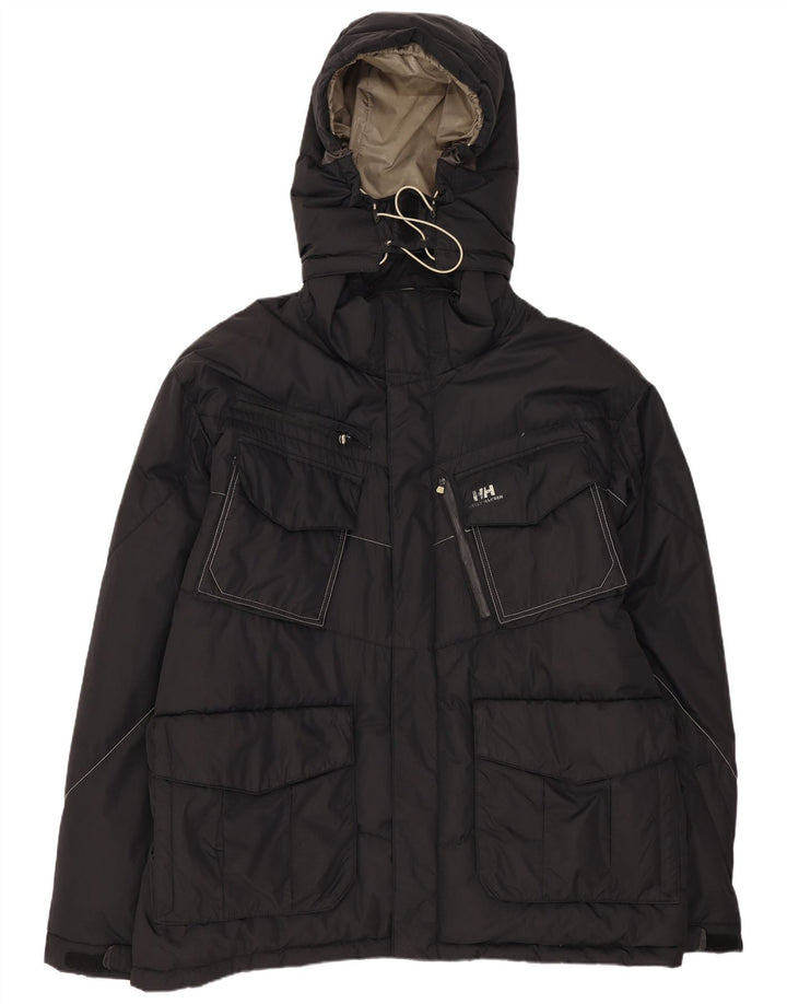 Helly Hansen Herren-Jacke mit Kapuze, gepolstert, UK 42, XL, schwarzes Nylon