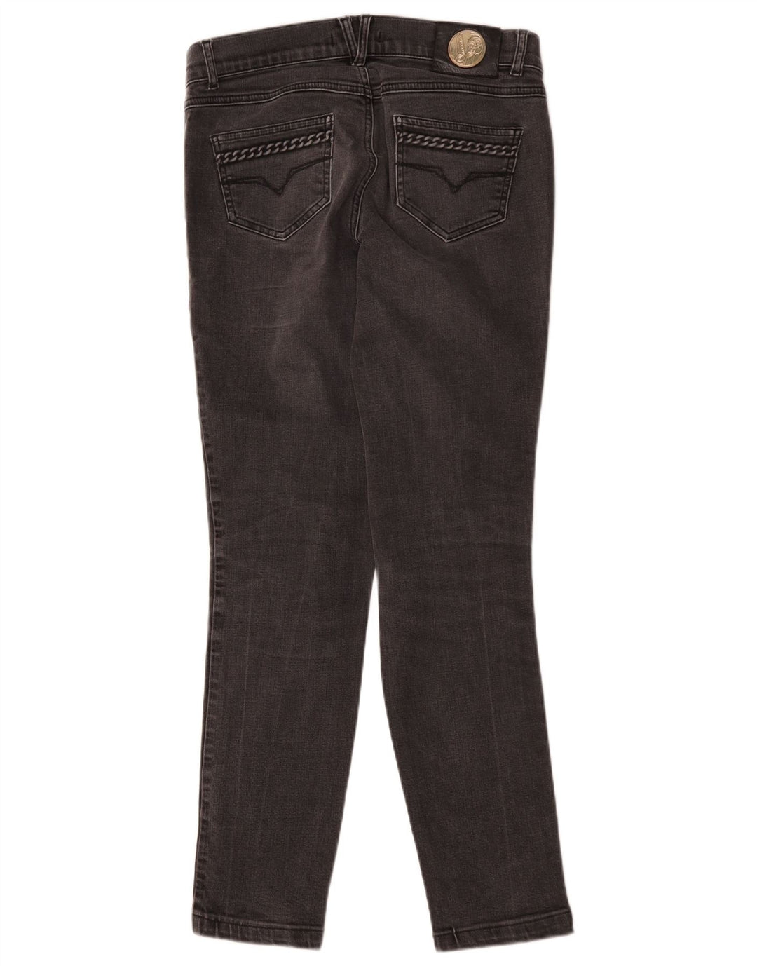 Versace Damen Slim Jeans IT 42 Mittel W30 L29 Grau Baumwolle