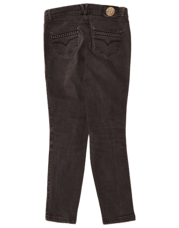 Versace Damen Slim Jeans IT 42 Mittel W30 L29 Grau Baumwolle