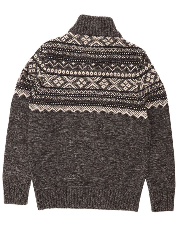 Superdry Herren-Pullover mit Reißverschluss am Hals, XL, Grau, Fair-Isle-Acryl