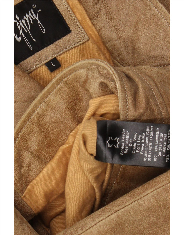 Gipsy Damen-Bikerjacke aus Leder, UK 16, großes beiges Leder