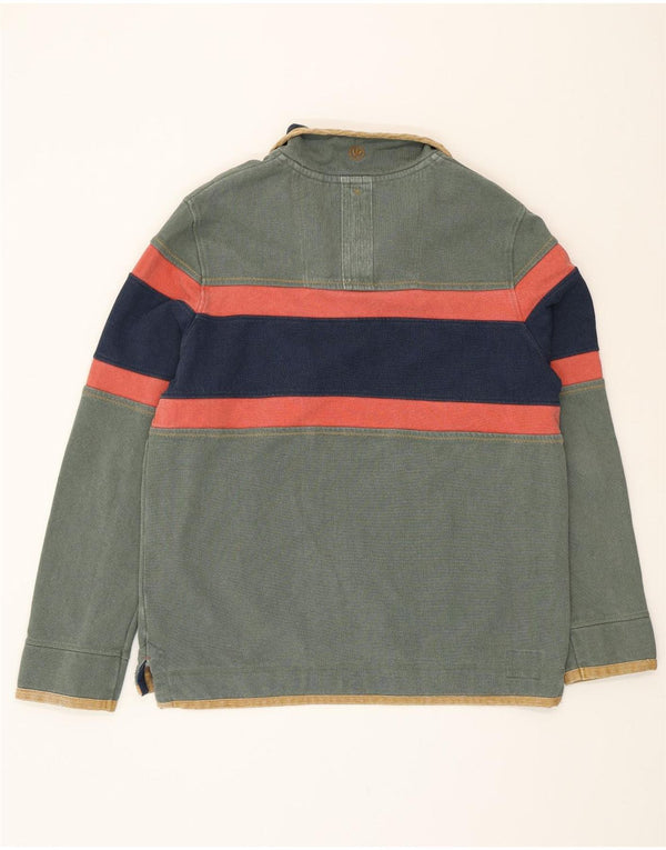 Fat Face Mens The Airlie Zip Neck Sweatshirt Jumper Large Green Colourblock