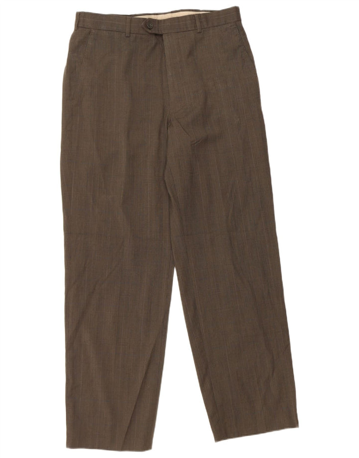 Gerade Herren-Anzughose von Marks & Spencer, W32, L29, brauner Hahnentrittmuster