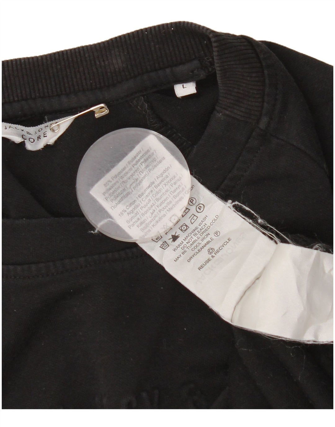 Jack & Jones Herren-Sweatshirt, Pullover, Größe L, Schwarz, Polyester