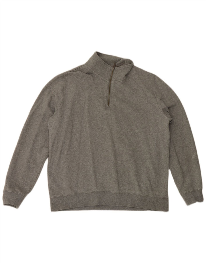 Marks & Spencer Herren-Sweatshirt mit Reißverschluss am Hals, XL, graue Baumwolle