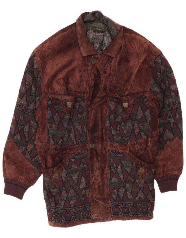 Torras Herren-Windbreaker-Mantel aus Wildleder, EU 56, 3XL, braun, geometrisch