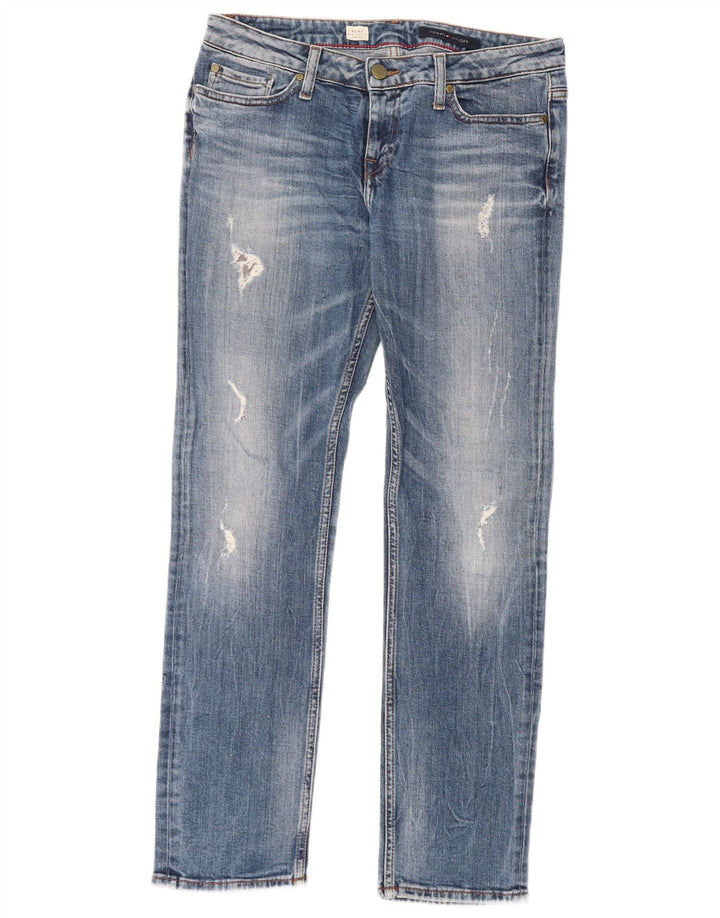 Tommy Hilfiger Damen Rome Distressed Straight Jeans W29 L30 Blau