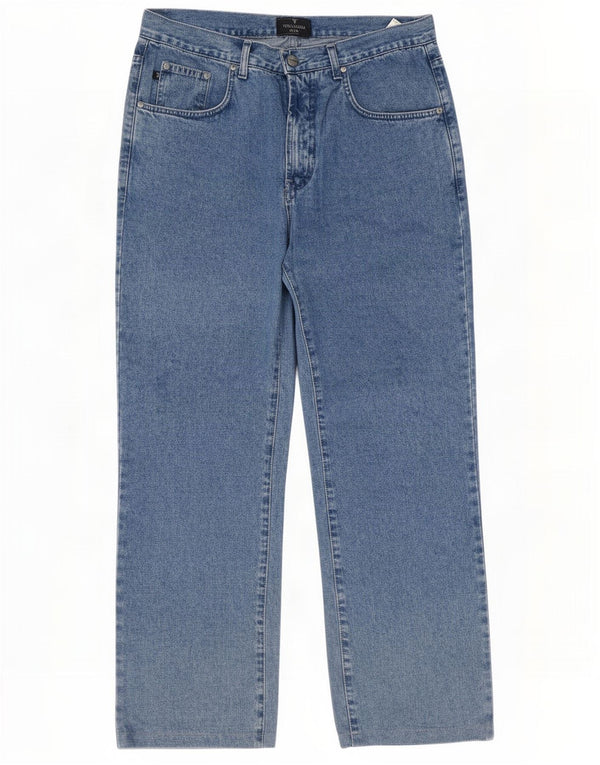 Trussardi Herren Straight Jeans W34 L29 Blaue Baumwolle